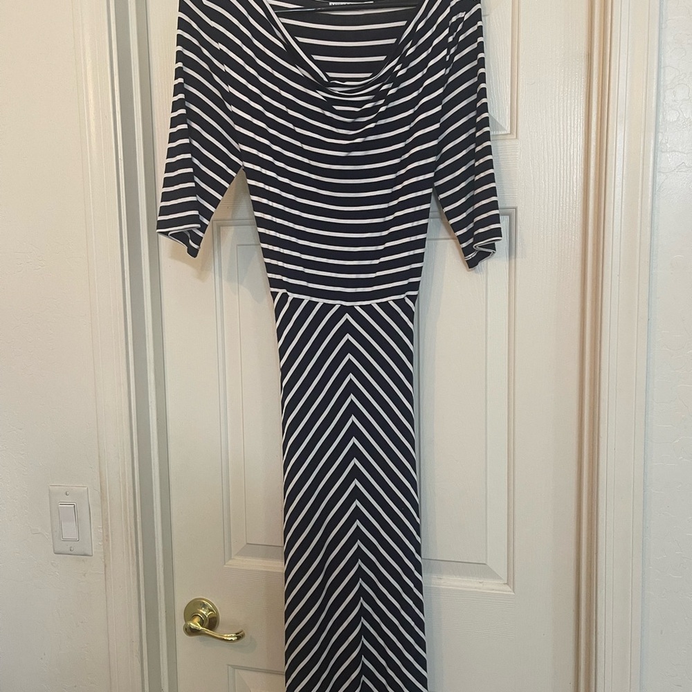 Mikarose Striped Blue and White Maxi Dress